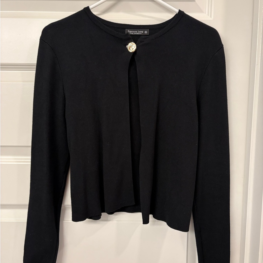 Black Cardigan Shirt with large button
